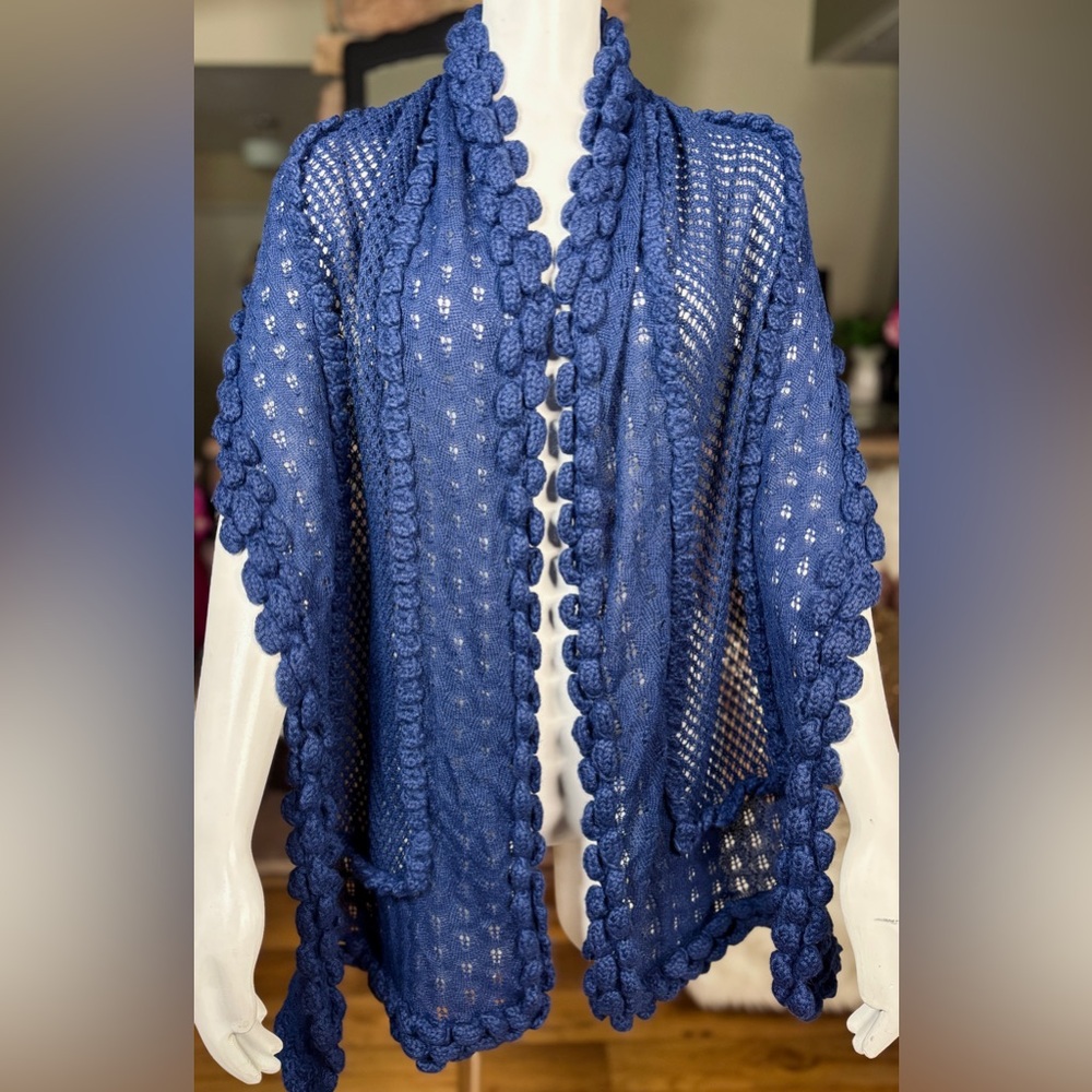 Catherine Malandrino Dark Blue Baby Alpaca Knit Scarf Shawl- Super soft!